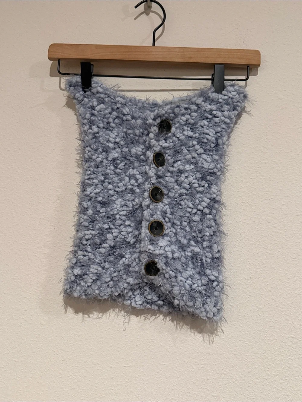 Simply Noelle Gray Faux-Shearling Button Neck Warmer